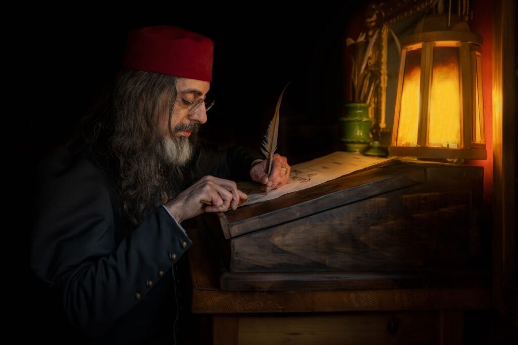 Stefano Gelao al lavoro nello scriptorium